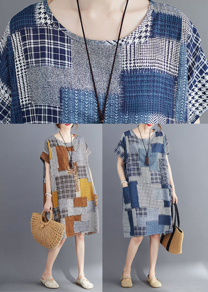 Khaki Oversized Print Cotton Dresses Summer