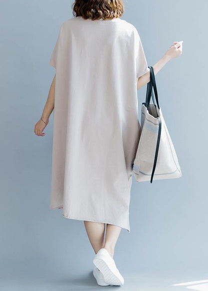 Khaki Short Sleeve Cotton Summer Dresses
