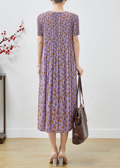 Lavender Oversized Print Chiffon Party Dress Summer
