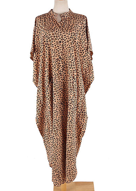 Leopard V Neck Print Long Holiday Dress Summer