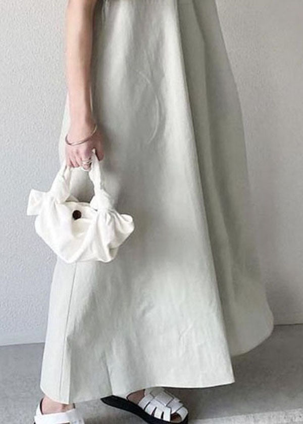 Light Green O Neck Patchwork Cotton Ankle Dress Summer