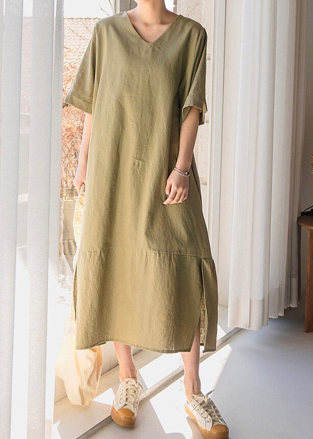 Light Green O-neck Patchwork Long Dresses Summer