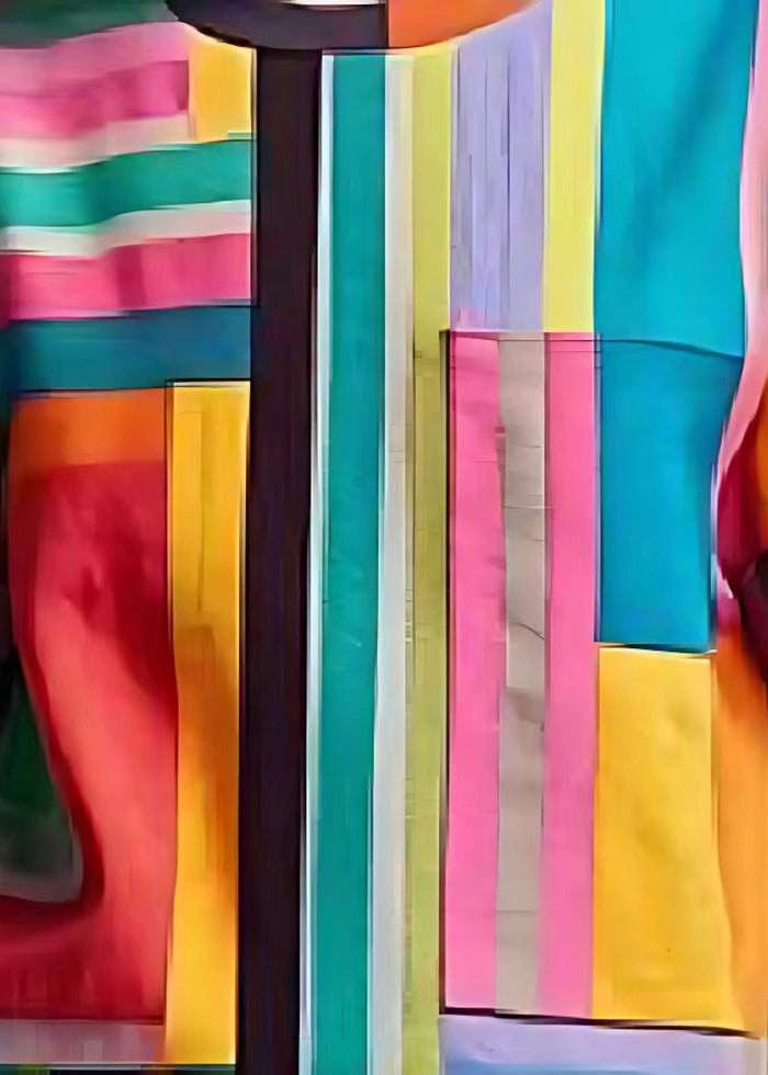 Multicolour Oversized Striped Cotton Tops Summer