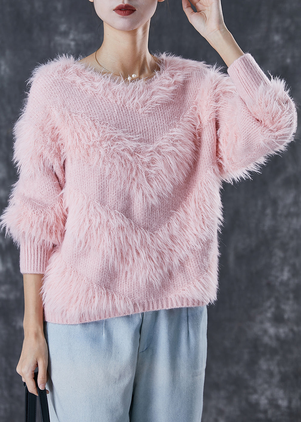 Pink Tasseled Thick Knit Sweaters Winter