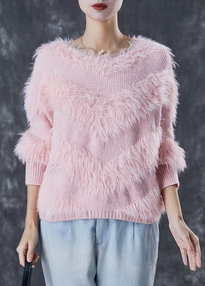 Pink Tasseled Thick Knit Sweaters Winter