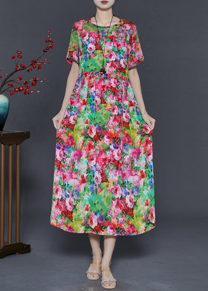 Red Print Chiffon Holiday Dresses Summer