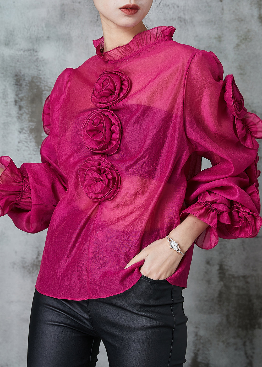 Rose Stereoscopic Chiffon Top Spring