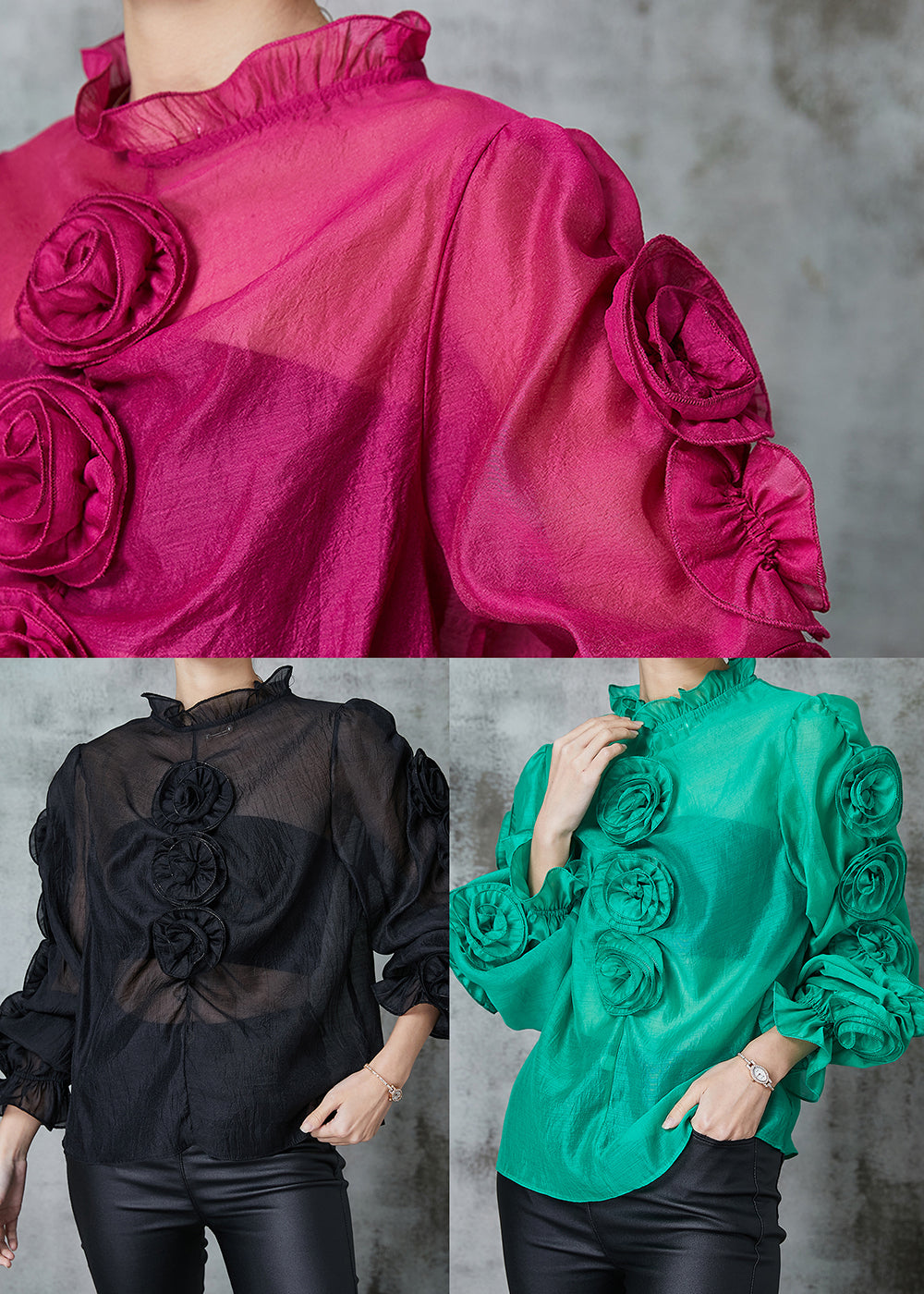 Rose Stereoscopic Chiffon Top Spring