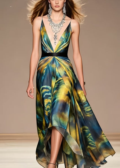 Tie Dye Exra Large Hem Chiffon Beach Dress Summer