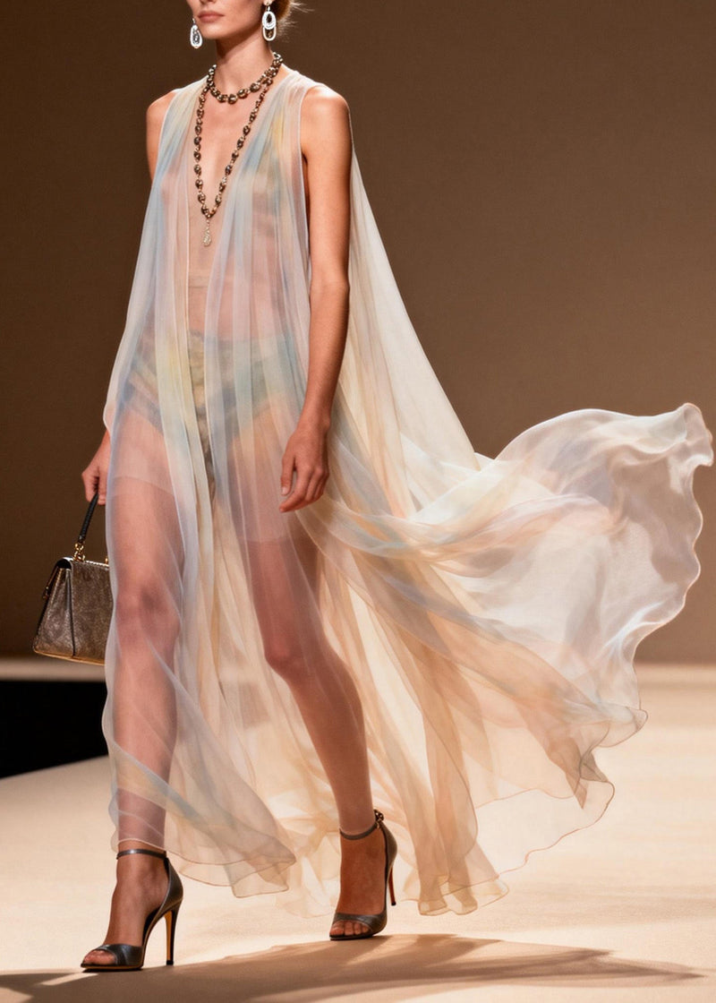 V Neck Chiffon Ankle Dress Sleeveless
