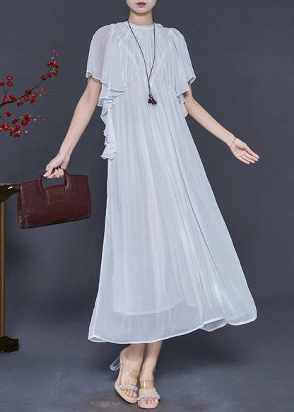White Draping Chiffon Robe Dresses Cloak Sleeves