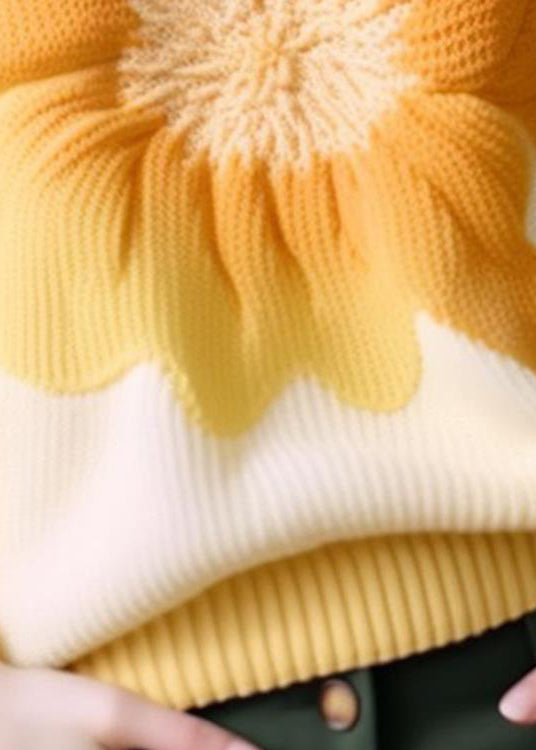 White O Neck Print Knit Tops Long Sleeve