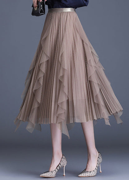 White Patchwork Tulle a Line Fall Skirt