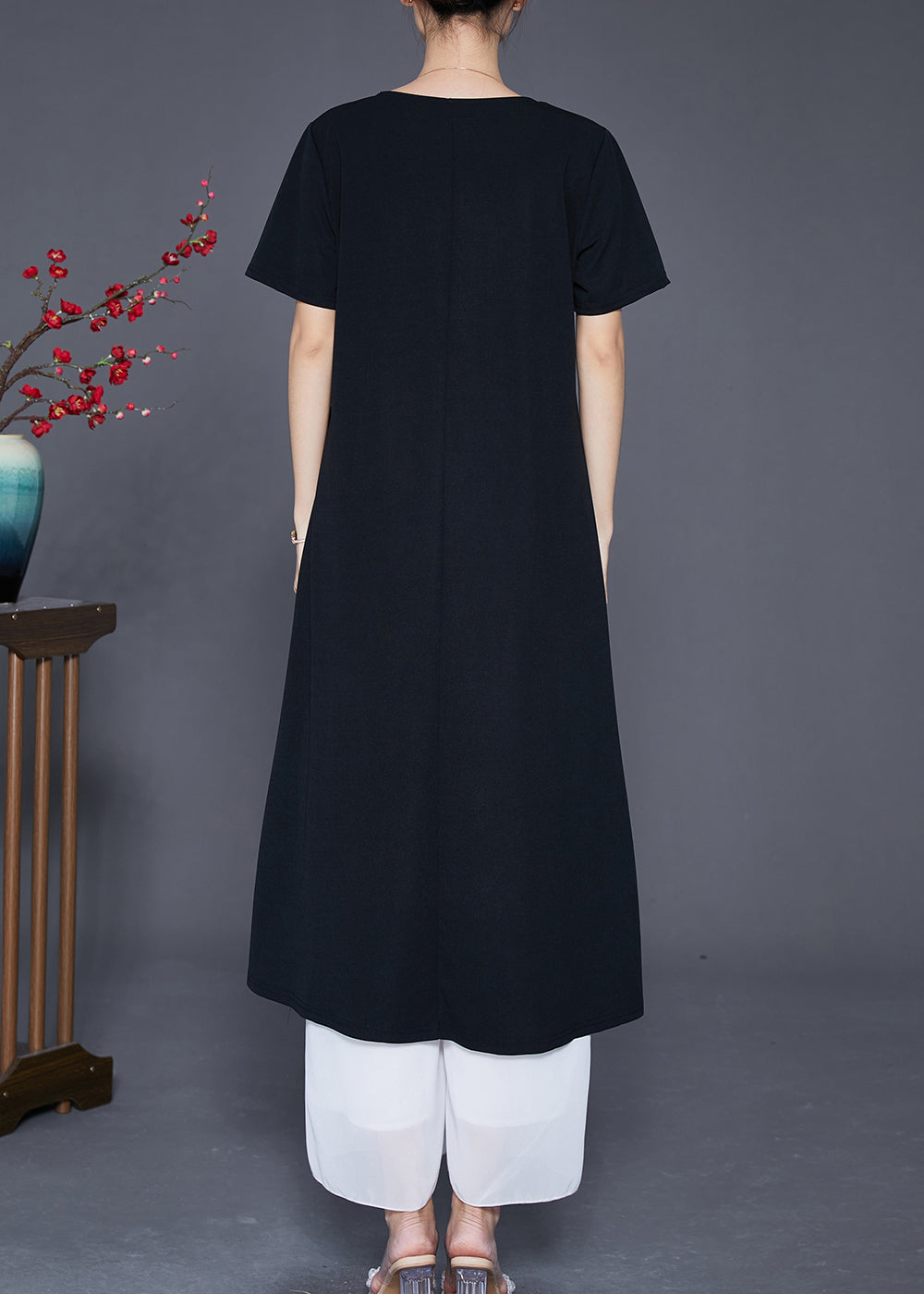 Boutique Black Embroideried Patchwork Tulle Cotton Vacation Dresses Summer