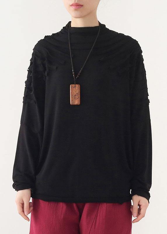 Boutique Black O-neck Fall Cotton Cozy Sweater