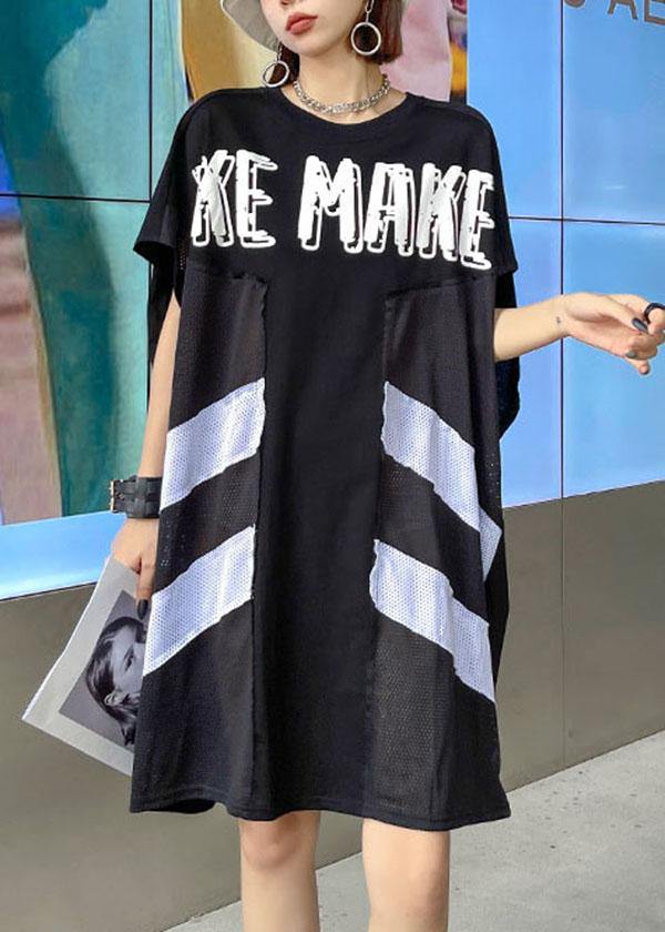 Boutique Black O-neck Patchwork Sleeve Less Dress