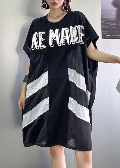 Boutique Black O-neck Patchwork Sleeve Less Dress