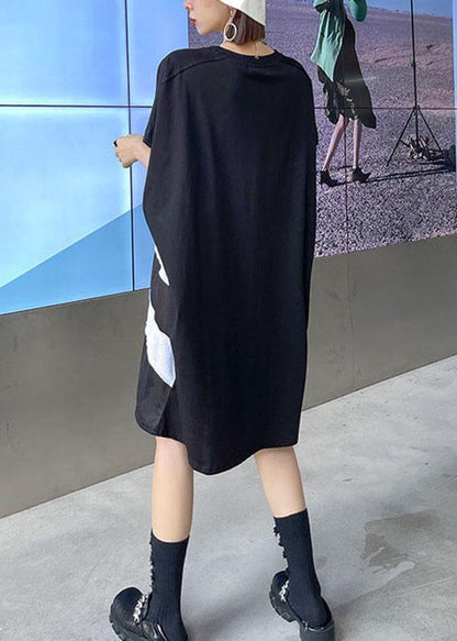 Boutique Black O-neck Patchwork Sleeve Less Dress