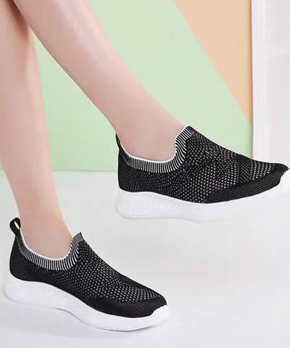 Boutique Flat Shoes for Black Knit Fabric