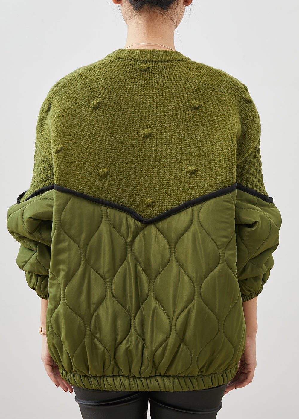 Boutique Green Oversized Patchwork Knit Cardigans Spring