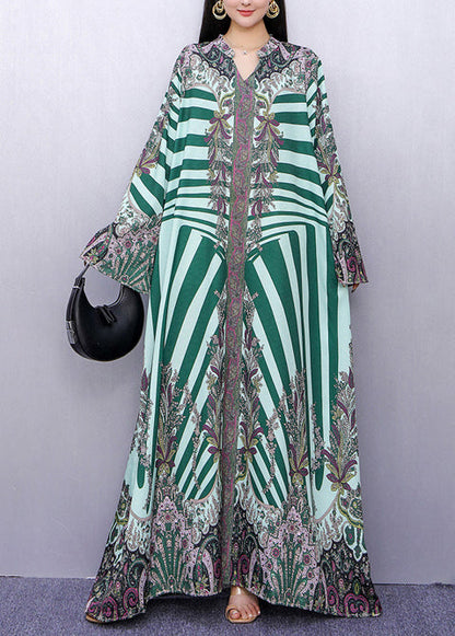 Boutique Green Oversized Print Long Dress Summer