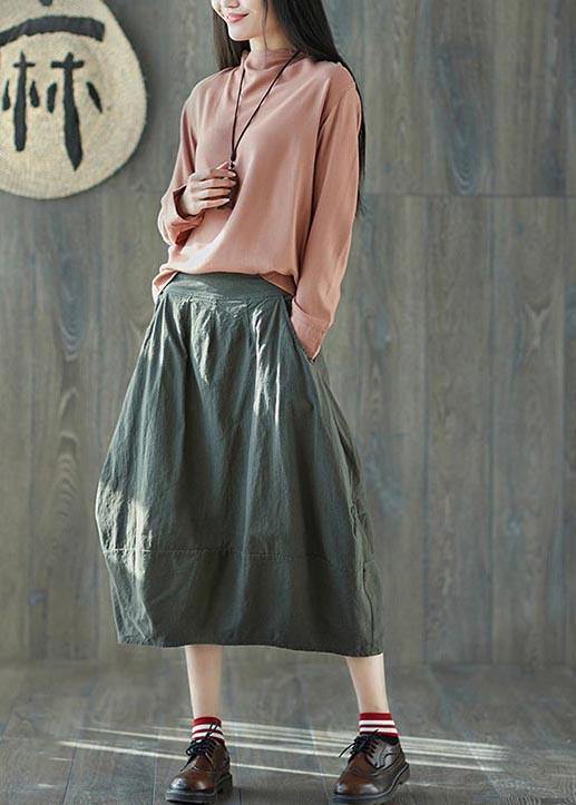 Boutique White Bamboo Pockets Lantern Cotton Linen Summer Skirt