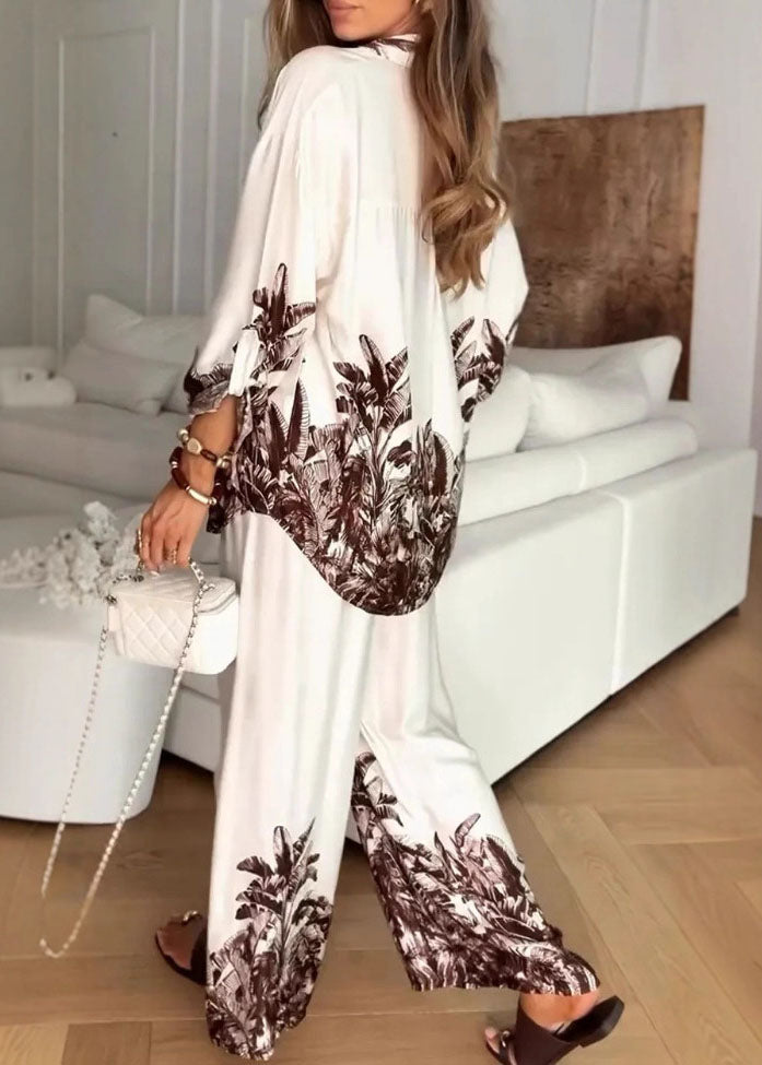 Boutique Print Tops and Pants Silk Sets 2 Pieces Spring