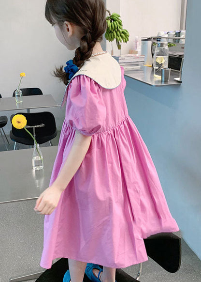 Boutique Purple Embroideried Patchwork Cotton Kids Dress Summer
