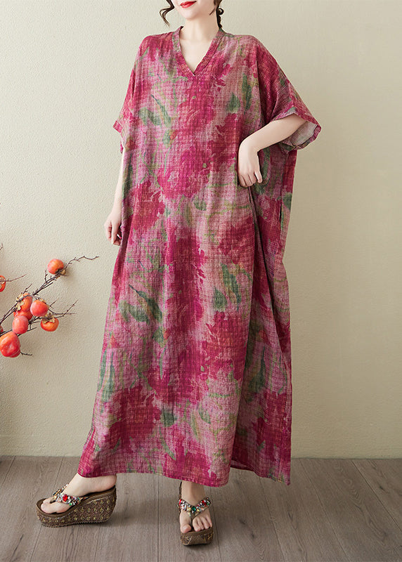 Boutique Red Oversized Tie Dye Cotton Holiday Dress Summer