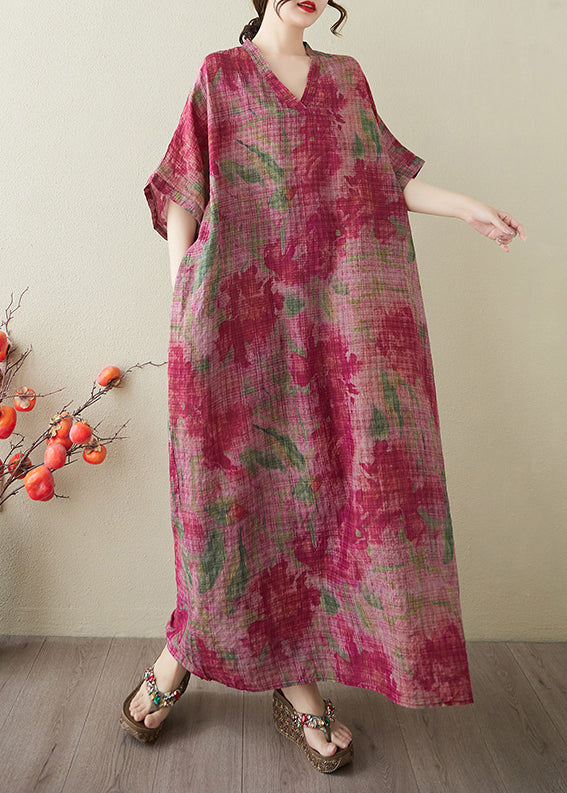 Boutique Red Oversized Tie Dye Cotton Holiday Dress Summer