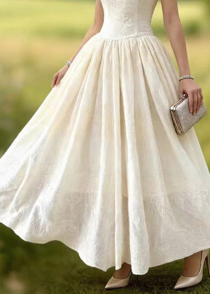 Boutique White Embroidered Lace Spaghetti Strap Dress Summer