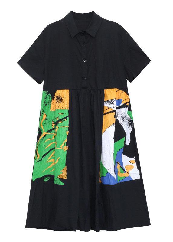 Boutique White Patchwork Print Button Dress Summer Cotton Dress