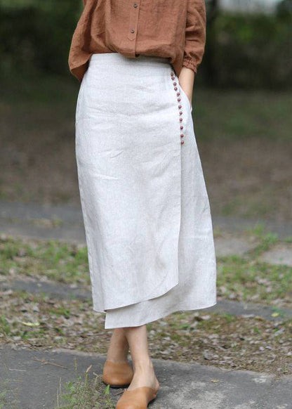 Boutique Green Stripes Asymmetrical Design Elastic Waist a Line Skirts Spring
