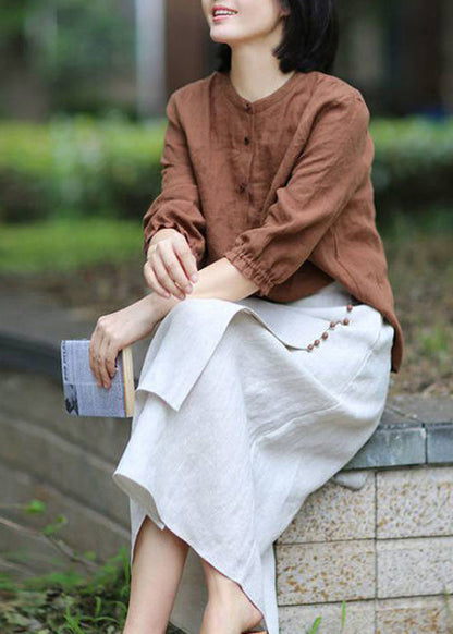 Boutique White Asymmetrical Design Elastic Waist a Line Skirts Spring
