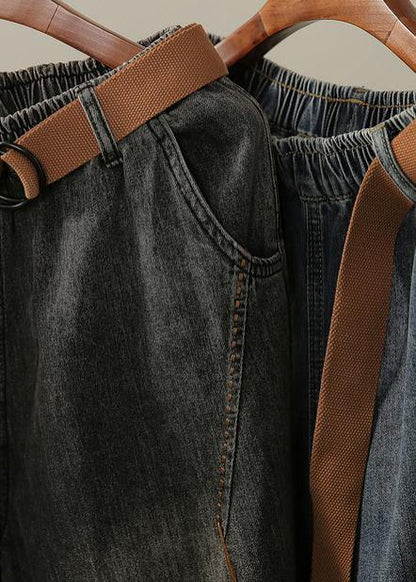 Bright Line Decoration Retro Washed Denim Autumn New Trousers