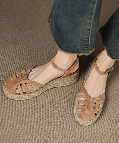 Brown Sandals Hollow Out Wedge Sandals