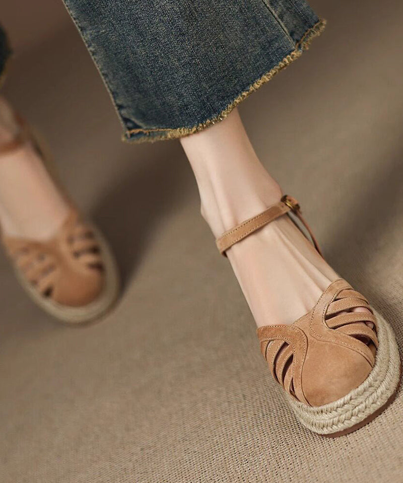 Brown Sandals Hollow Out Wedge Sandals
