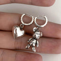 Boho Bear Love Earrings in Silver