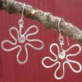 Boho Silver Wavy Flower Earrings