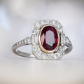 Vintage Red Zirconia Silver Ring