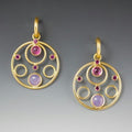 Vintage Golden Rounded Colorful Crystals Earrings
