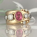 Vintage Red Zirconia Golden Ring