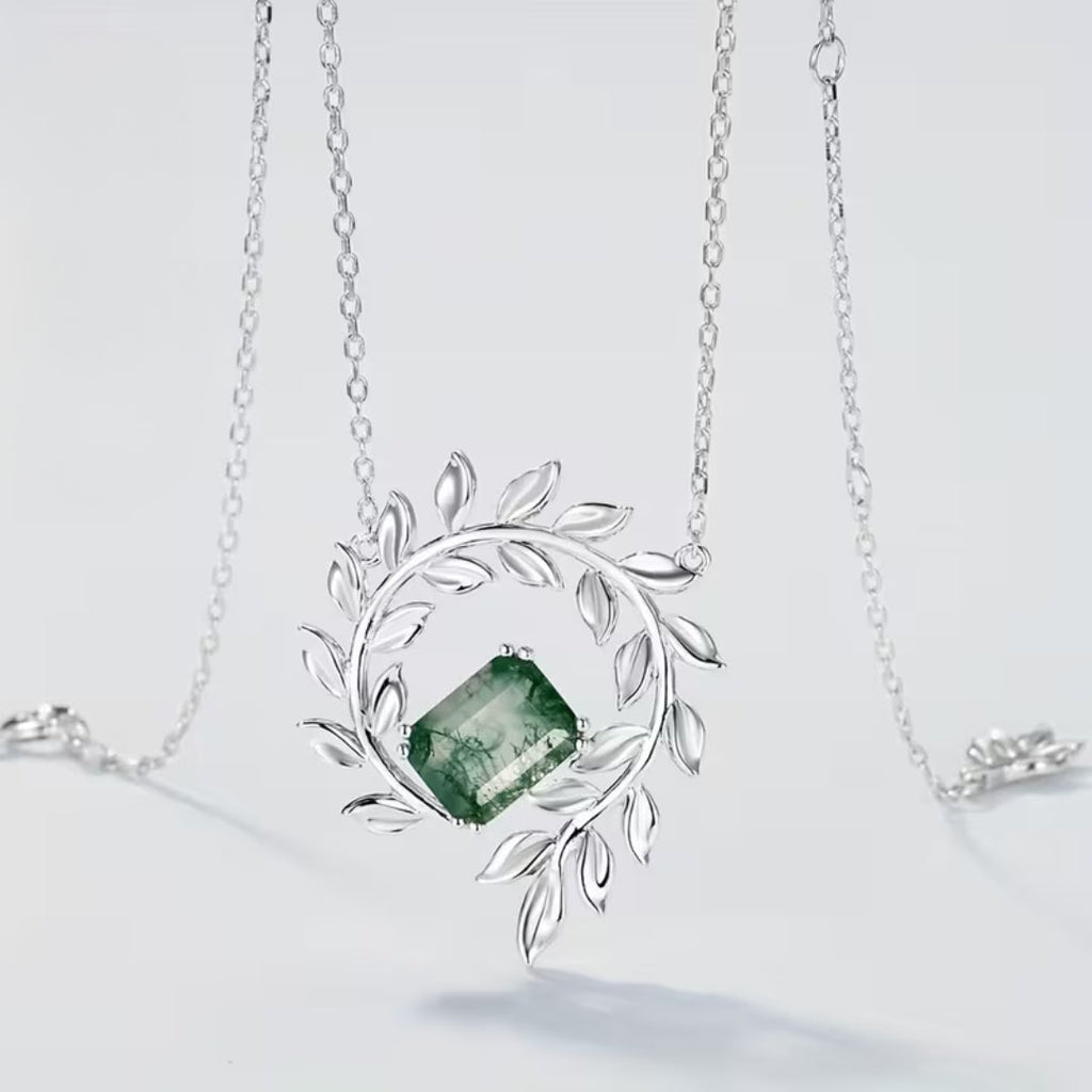 Moss Agate Fern Necklace