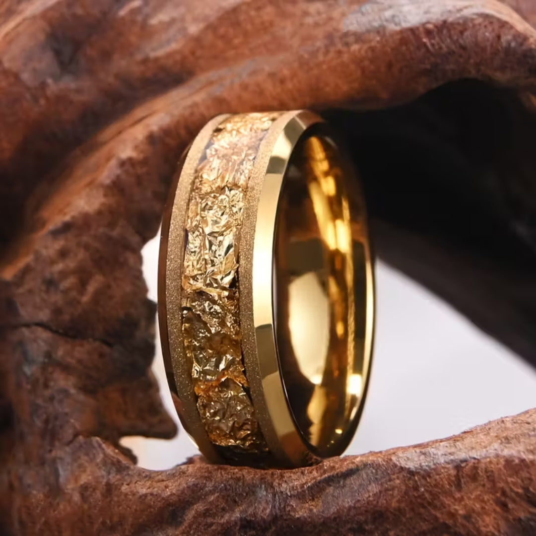 Golden Tungsten Ring