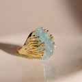Vintage Blue Glass Gold Ring