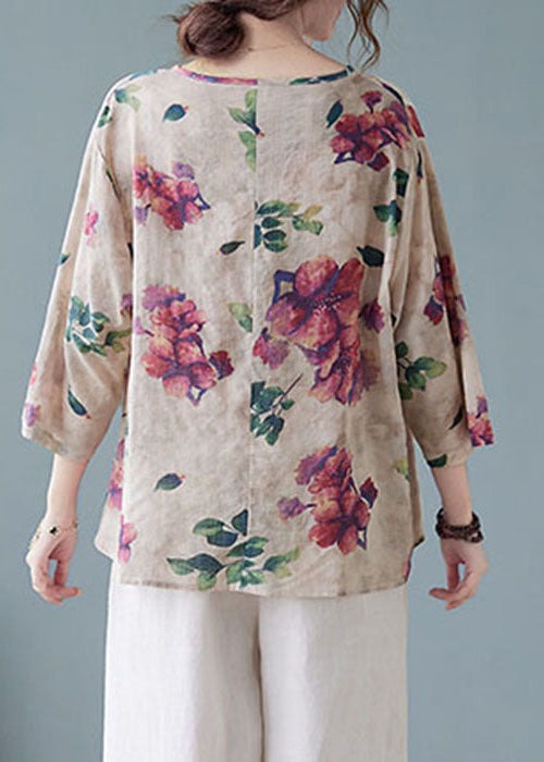 Brown Dragon V Neck Print Shirts Half Sleeve