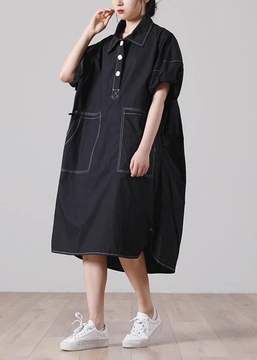 Army Green Peter Pan Collar Button Maxi Summer Cotton Dress
