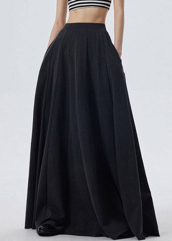 Black Elastic Waist a Line Skirt Spring