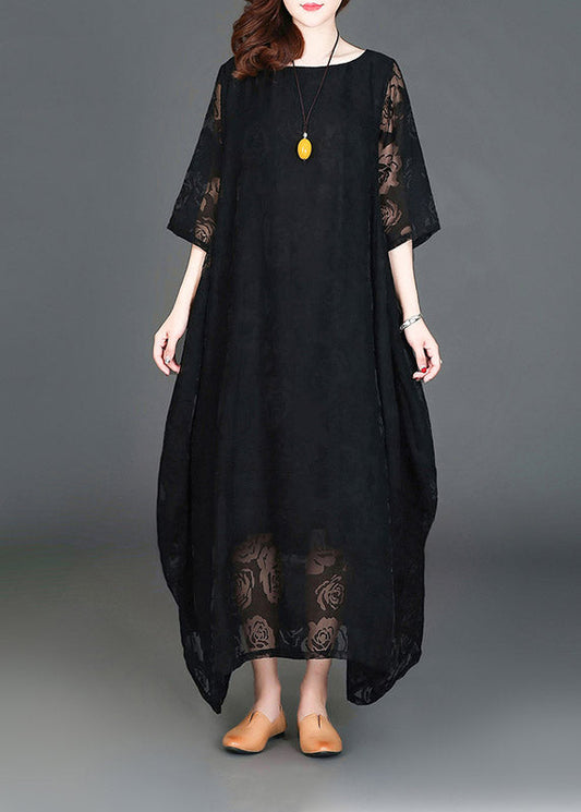 Black Loose Cozy Long Dresses Summer