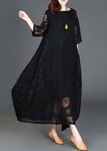 Black Loose Cozy Long Dresses Summer